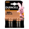 Duracell Plus 100% Extra Life AAA / MN2400 / LR03 Alkaline Batterij 4 stuks