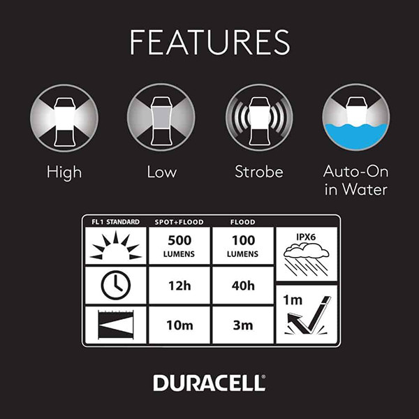 Duracell drijvende led lantaarn (500 lumen, Rubber & ABS)  ADU00336 - 5