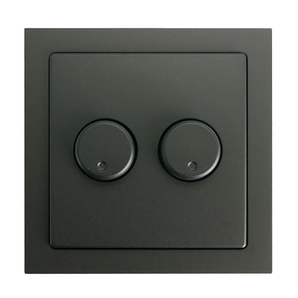 EcoDim Duo dimmerknop incl. centraalplaat en raamwerk | Busch-Jaeger Future Linear | Zwart | EcoDim  LEC00086 - 1