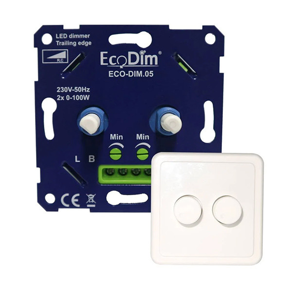 EcoDim Duo dimmerknop incl. centraalplaat en raamwerk | PEHA | Wit | EcoDim  LEC00084 - 2