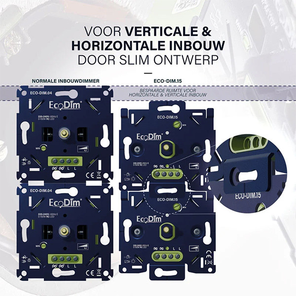 EcoDim Led dimmer inbouw 0-150W | Fase afsnijding (RC) | EcoDim DIM.15  LEC00074 - 6