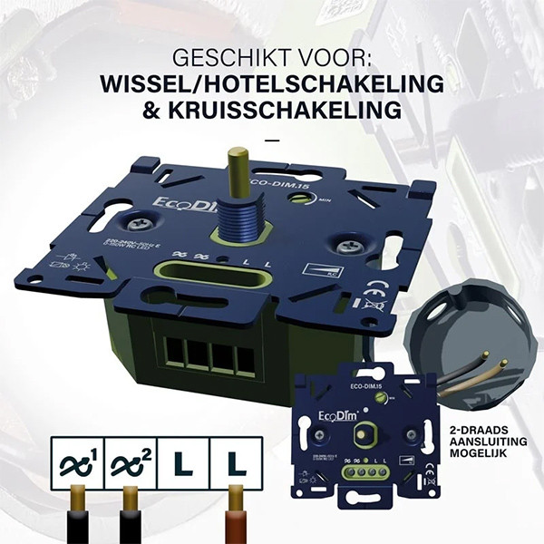 EcoDim Led dimmer inbouw 0-150W | Fase afsnijding (RC) | EcoDim DIM.15  LEC00074 - 7