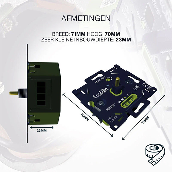 EcoDim Led dimmer inbouw 0-150W | Fase afsnijding (RC) | EcoDim DIM.15  LEC00074 - 8
