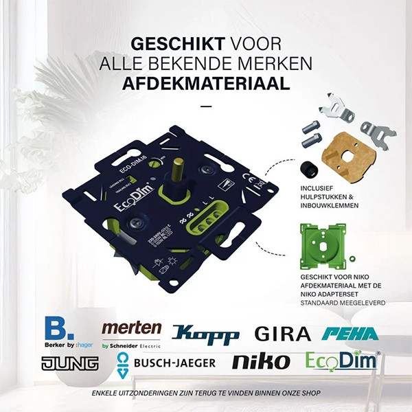 EcoDim Led dimmer inbouw 0-300W | Fase aan- en afsnijding (RLC) | EcoDim DIM.16  LEC00075 - 6