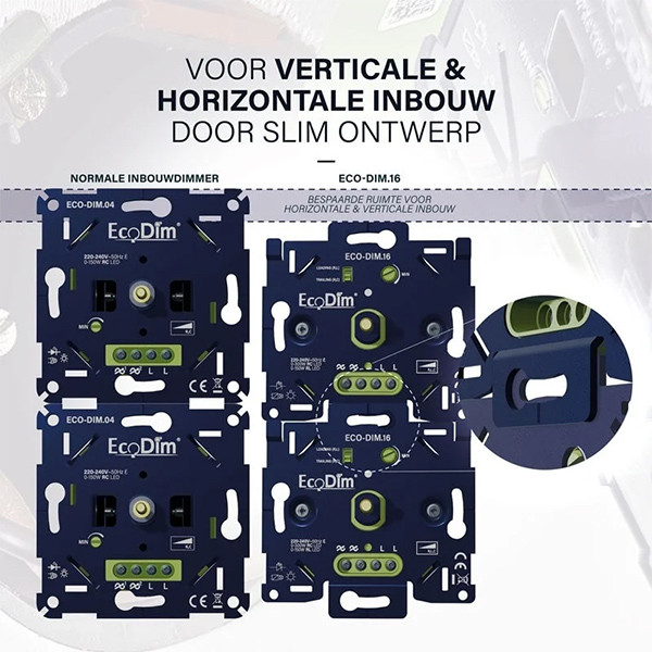 EcoDim Led dimmer inbouw 0-300W | Fase aan- en afsnijding (RLC) | EcoDim DIM.16  LEC00075 - 7