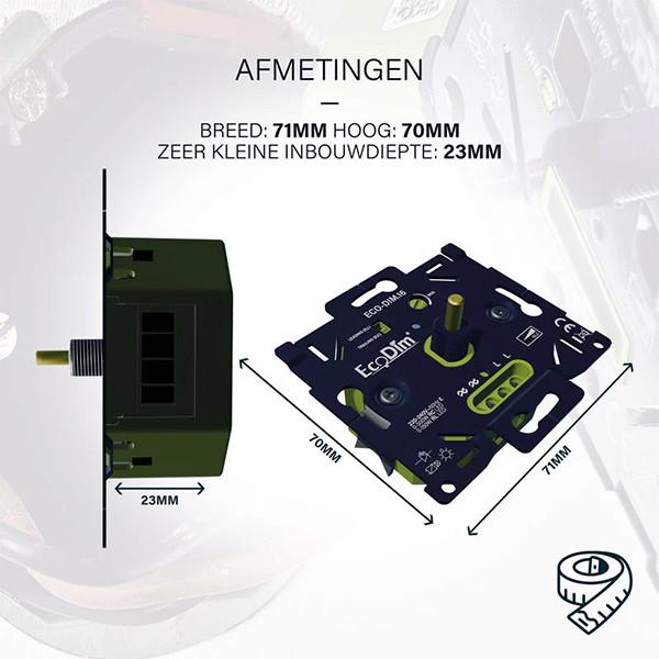 EcoDim Led dimmer inbouw 0-300W | Fase aan- en afsnijding (RLC) | EcoDim DIM.16  LEC00075 - 9