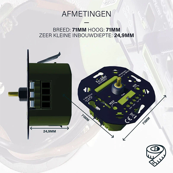 EcoDim Led dimmer inbouw 1-10V 50mA | Fase afsnijding (RC) | EcoDim DIM.12  LEC00073 - 5