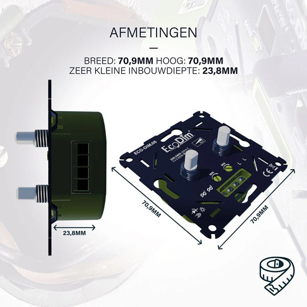 Led duo dimmer inbouw 2x 0-100W | Fase aan- en afsnijding (RLC) | EcoDim DIM.05 LEC00006 - 4