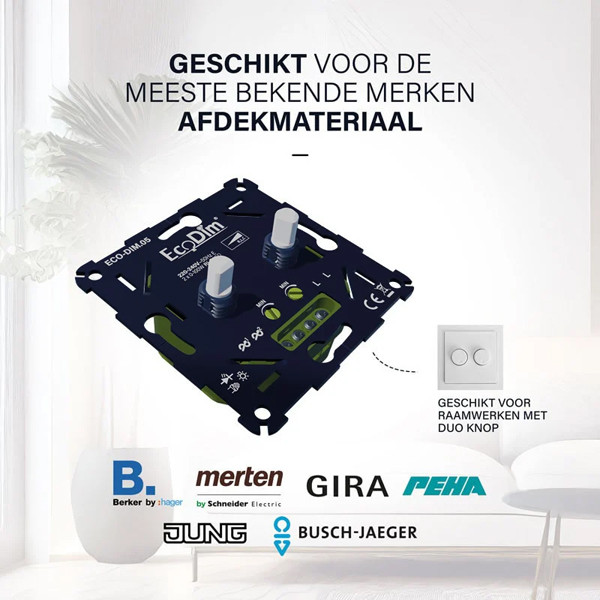 EcoDim Led duo dimmer inbouw 2x 0-100W | Fase afsnijding (RC) | EcoDim DIM.05  LEC00006 - 5