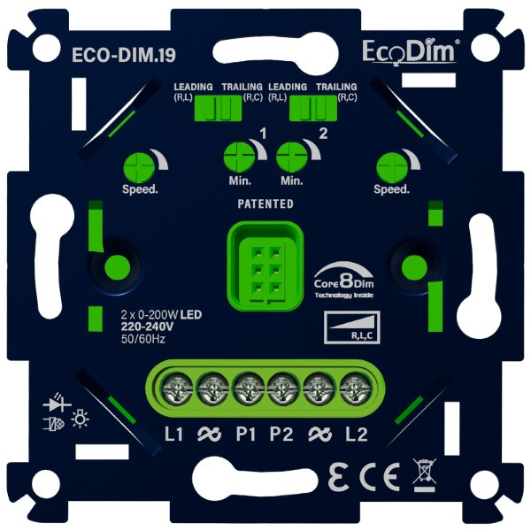 Led duo tastdimmer 2x 0-200W | Fase Af- en Aansnijding (RLC) | EcoDim ECO-DIM.19 LEC00127 - 1