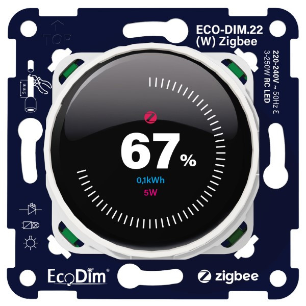 Led slimme dimmer inbouw 250W | Fase afsnijding (RC) | EcoDim ECO-DIM.22 | Wit LEC00134 - 1
