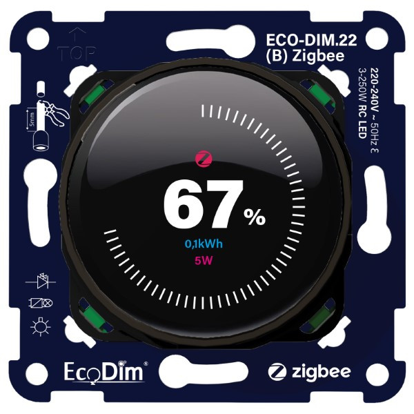 Led slimme dimmer inbouw 250W | Fase afsnijding (RC) | EcoDim ECO-DIM.22 | Zwart LEC00135 - 1