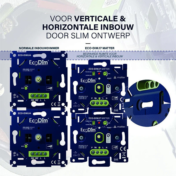 EcoDim Matter dimmer inbouw 0-250W | Fase aan- en afsnijding (RLC) | EcoDim DIM.07  LEC00076 - 3