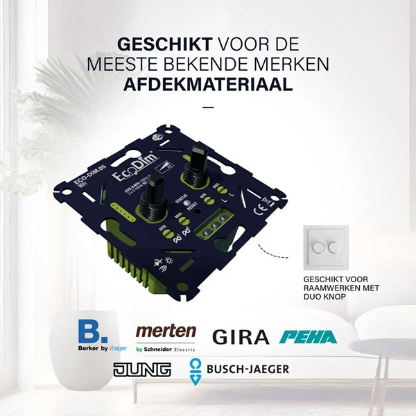 EcoDim WiFi duo dimmer inbouw 2x 0-100W | Fase Afsnijding (RC) | EcoDim.05  LEC00064 - 6