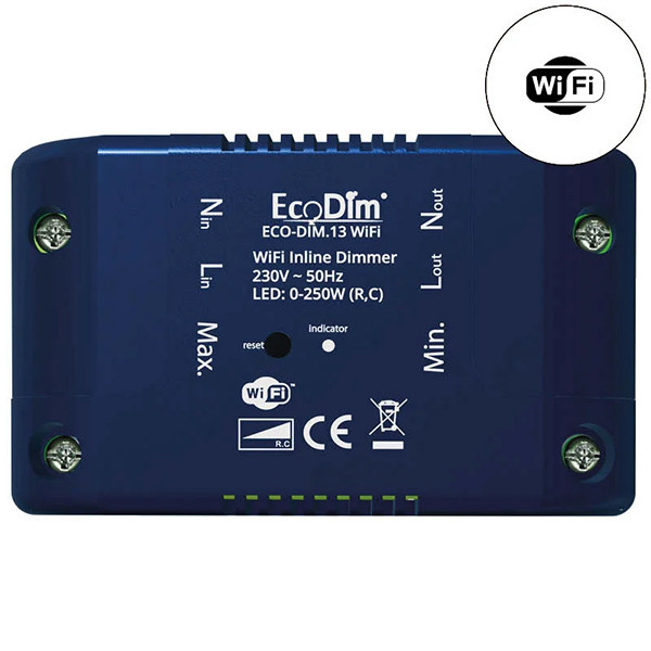 EcoDim WiFi inline dimmer 0-250W | Fase afsnijding (RC) | EcoDim DIM.13  LEC00079 - 1