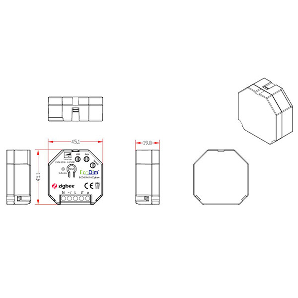 Z-Wave dimmer module 0-250W | Fase afsnijding (RC) | EcoDim DIM.10 LEC00027 - 3