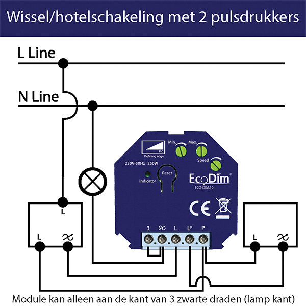 Z-Wave dimmer module 0-250W | Fase afsnijding (RC) | EcoDim DIM.10 LEC00027 - 7