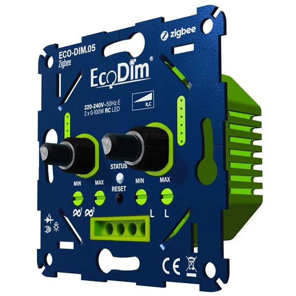 EcoDim Zigbee duo dimmer inbouw 2x 0-100W | Fase Afsnijding (RC) | EcoDim.05  LEC00037 - 2