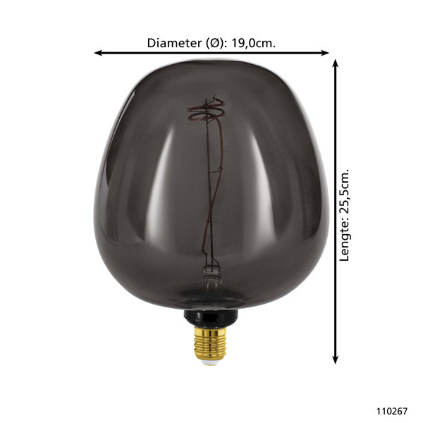 Eglo Colors lamp E27 | Globe G190 | Smokey | 2000K | Dimbaar | 4W  LEG00242 - 10