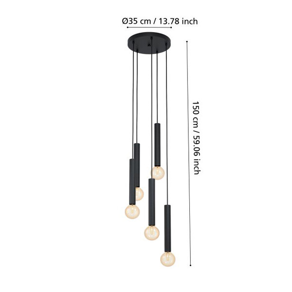 Eglo Hanglamp E27 | Cortenova 5 | Zwart  LEG00196 - 4