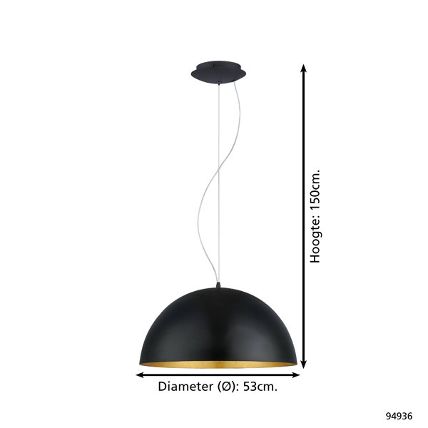 Eglo Hanglamp E27 | Gaetano 1 | Ø 53 cm | Zwart/Goud  LEG00209 - 4