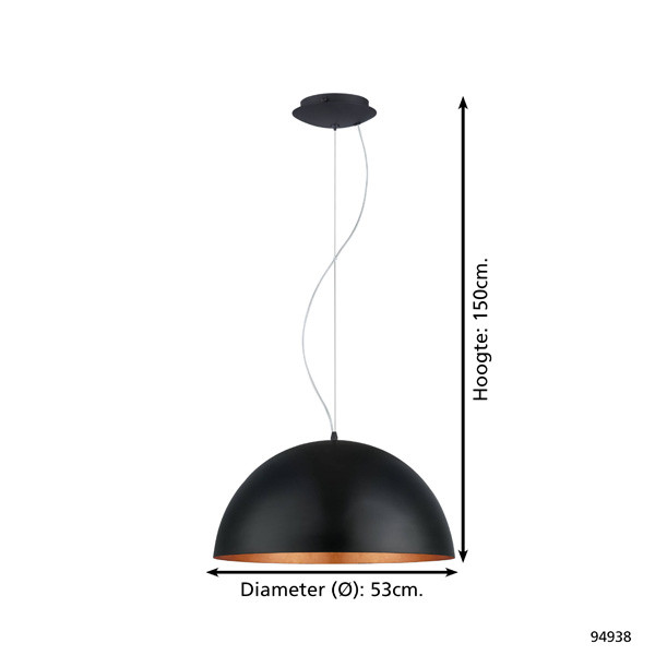 Eglo Hanglamp E27 | Gaetano 1 | Ø 53 cm | Zwart/Koper  LEG00211 - 2