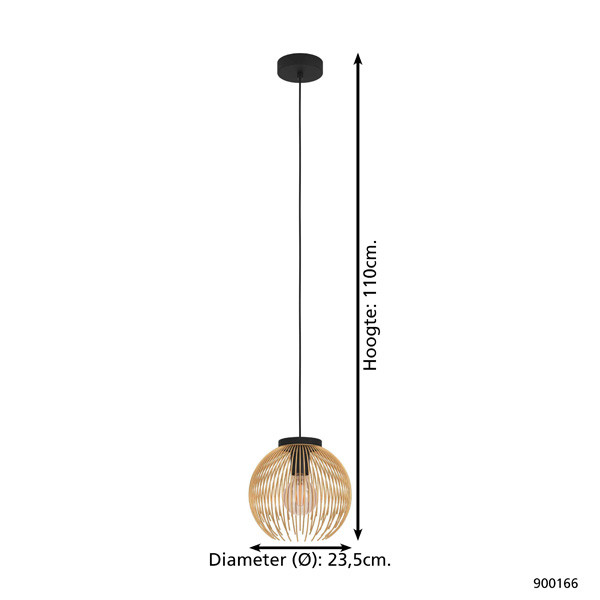 Eglo Hanglamp E27 | Venezuela | Ø 23.5 cm | Zwart/Goud  LEG00288 - 5