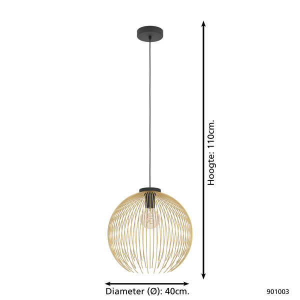 Eglo Hanglamp E27 | Venezuela | Ø 40 cm | Zwart/Goud  LEG00290 - 4