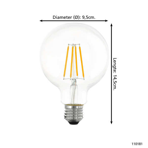 Eglo LED lamp E27 | Globe G95 | Helder | 2700K | 7.3W LEG00721 - 3