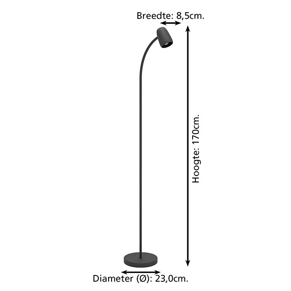 Eglo LED vloerlamp 170 cm | Carlo | Zwart | 18W LEG00561 - 3