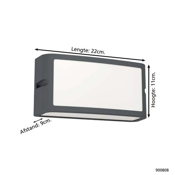 Eglo LED wandlamp | Camarda | 4000K | IP54 | Antraciet LEG00799 - 3