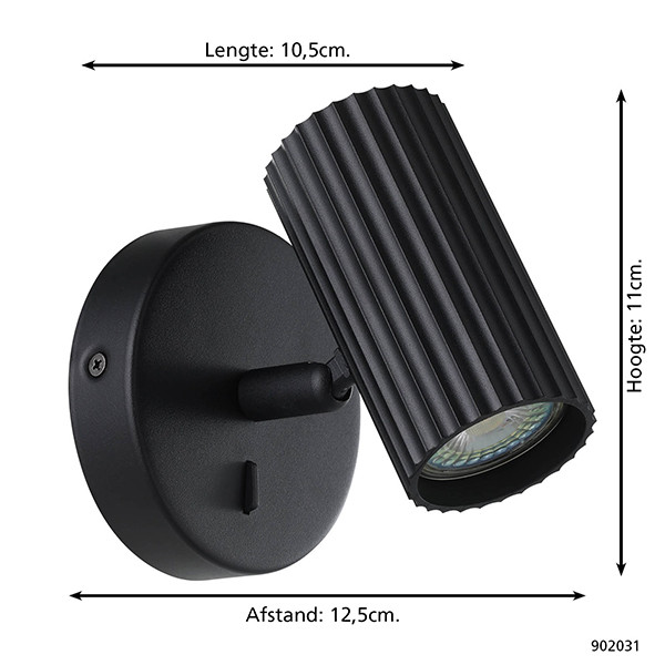 Eglo LED wandlamp GU10 | Down | Portillo | Rond | Zwart | 5W LEG00581 - 5