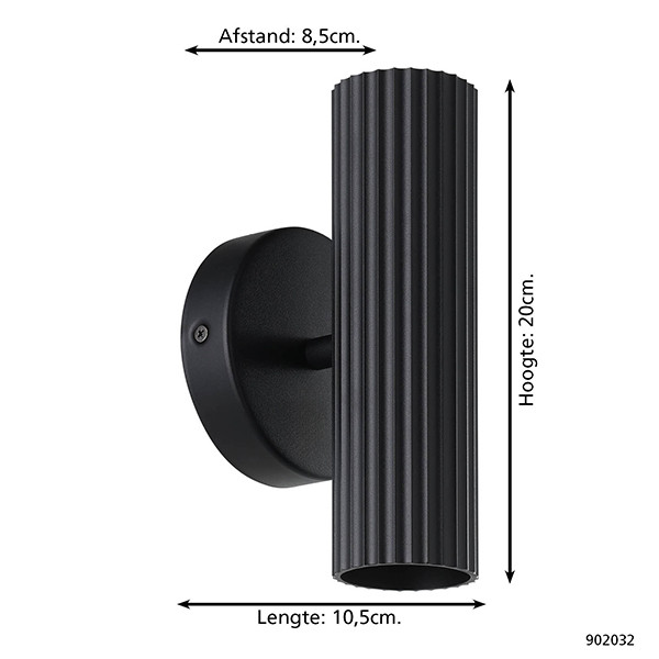 Eglo LED wandlamp GU10 | Up & Down | Portillo | Rond | Zwart | 5W LEG00541 - 5