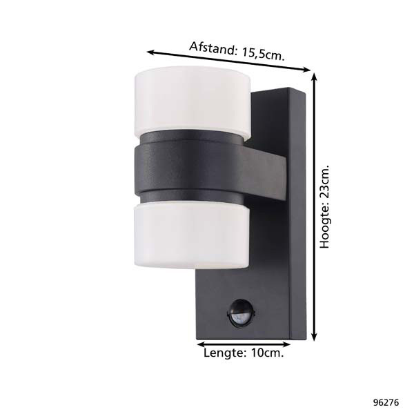 Eglo LED wandlamp met sensor | Atollari | 3000K | IP44 | Zwart LEG00814 - 4