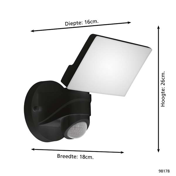 Eglo LED wandlamp met sensor | Pagino | IP44 | 2200 lumen | Zwart LEG00813 - 4