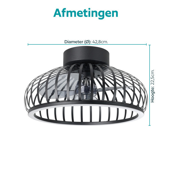 Eglo Plafondventilator met LED lamp | Mogano | Ø 42.8 cm | 2700-6500K | Zwart LEG00761 - 5
