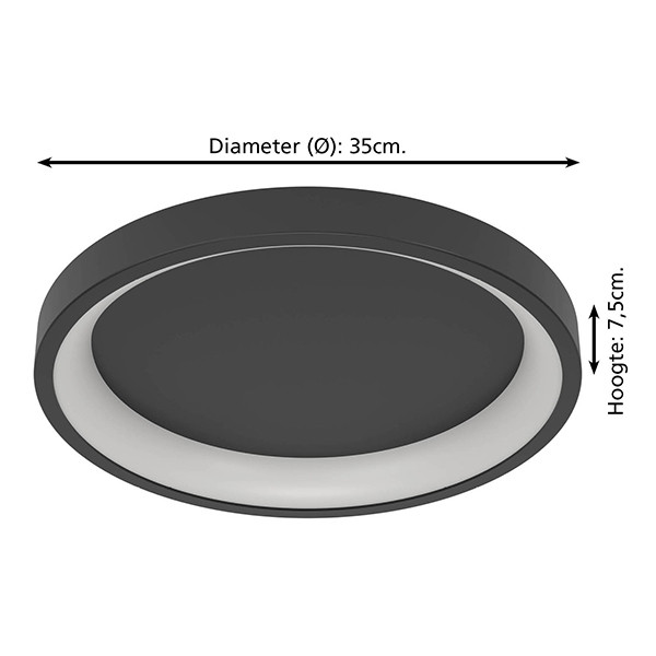 Eglo Slimme plafondlamp | Loretello-Z | Ø 35 cm | Rond | RGB + 2700-6500K | Zigbee | 19.6W | Zwart LEG00555 - 6