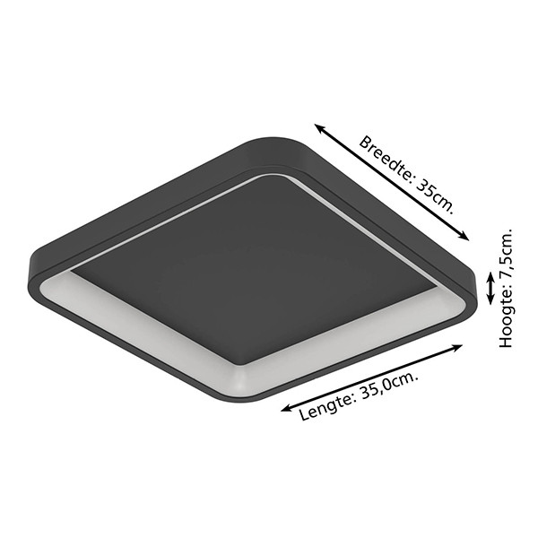 Eglo Slimme plafondlamp | Loretello-Z | Vierkant | RGB + 2700-6500K | Zigbee | 20W | Zwart LEG00556 - 5