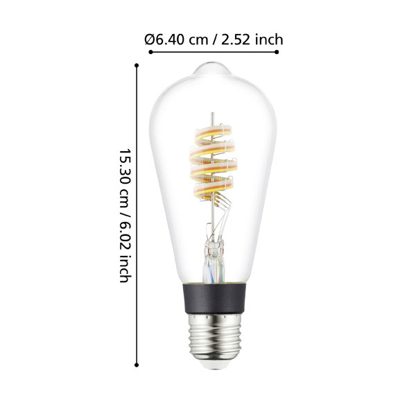 Eglo Smart lamp E27 | Edison ST64 | Helder | RGB + 3000K | Zigbee | 7.5W LEG00669 - 6