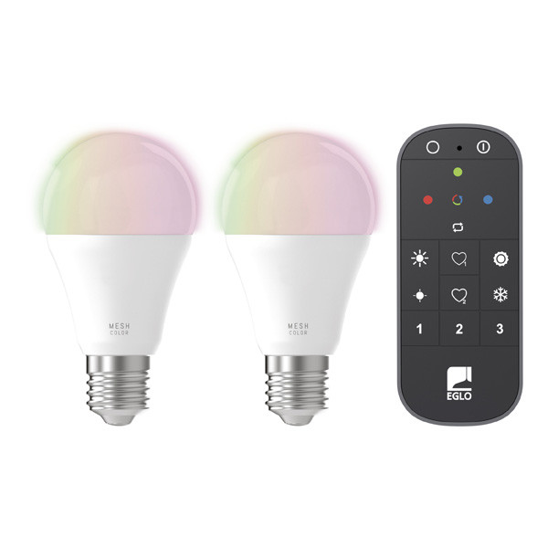 Eglo Smart lamp E27 | Peer A60 | Mat | RGB + 2700-6500K | Zigbee | 11W | 2 stuks + afstandsbediening LEG00701 - 1