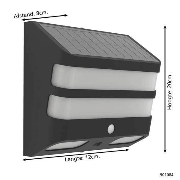 Eglo Solar Wandlamp met sensor | Vierkant | Zwart | Stiappa | 4000K LEG00788 - 6