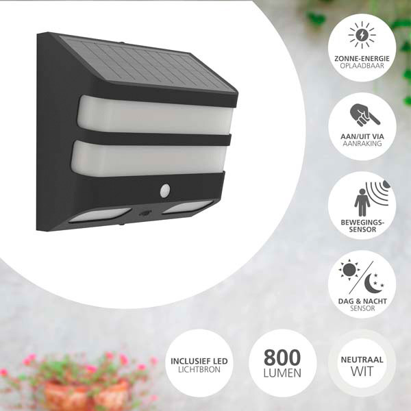 Eglo Solar Wandlamp met sensor | Vierkant | Zwart | Stiappa | 4000K LEG00788 - 7