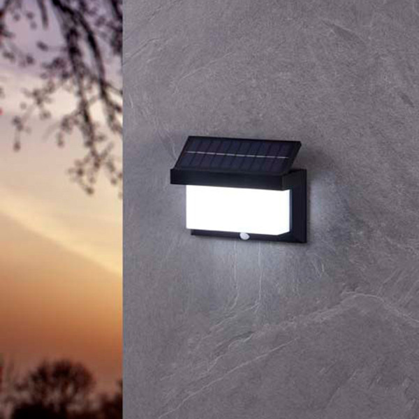 Eglo Solar Wandlamp met sensor | Vierkant | Zwart | Utrera | 5000K | 3.9W LEG00780 - 3