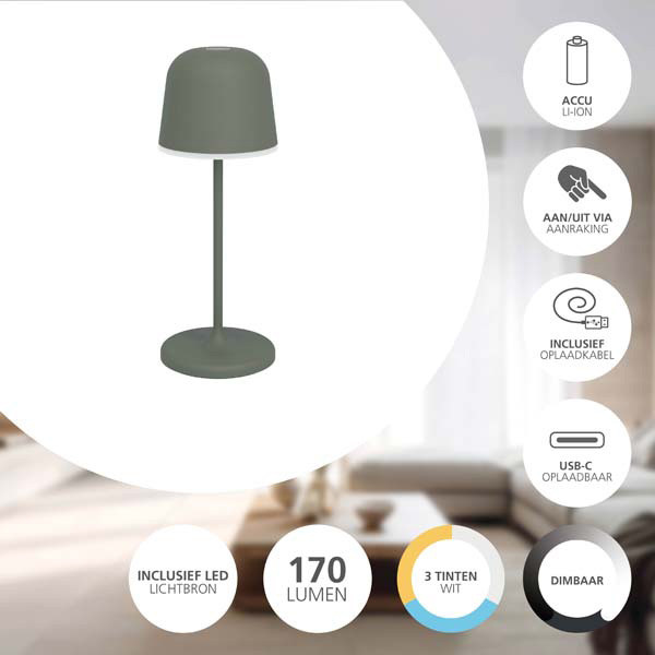 Eglo Tafellamp buiten | Mannera-S | 2800-3000-4000K | Groen LEG00821 - 6