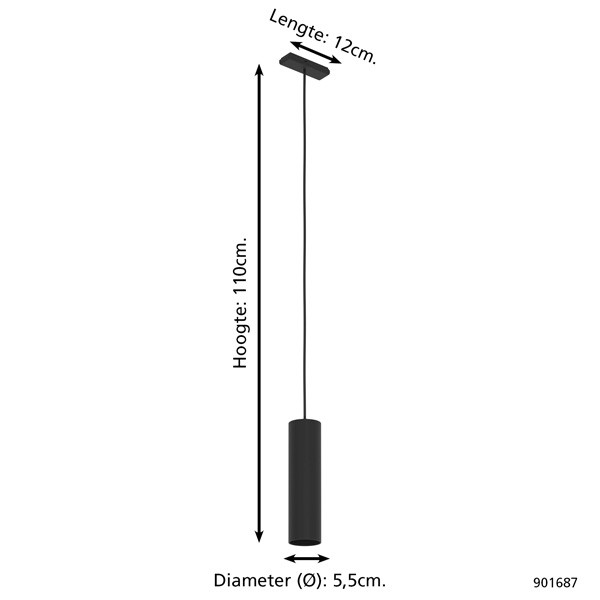 Eglo Track Plus Hanglamp | 2700-6500K | 980 lumen | 6.6W | Zwart  LEG00454 - 2
