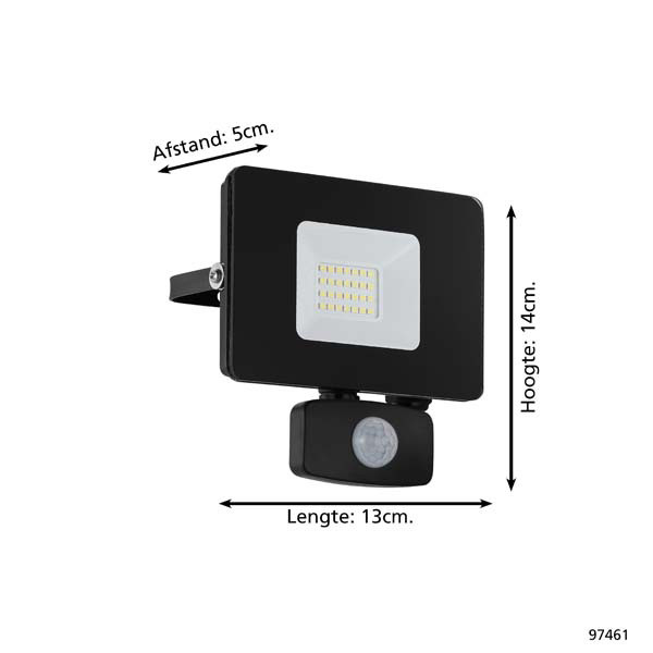 Eglo breedstraler met sensor | Faedo 3 | IP44 | 2300 lumen | 5000K | Zwart LEG00790 - 4