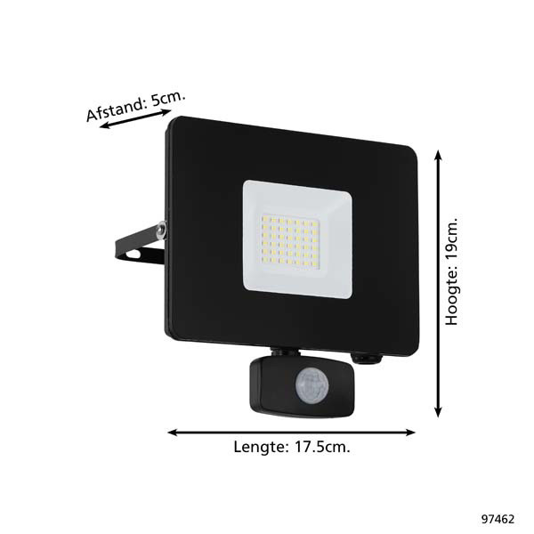 Eglo breedstraler met sensor | Faedo 3 | IP44 | 3400 lumen | 5000K | Zwart LEG00796 - 4