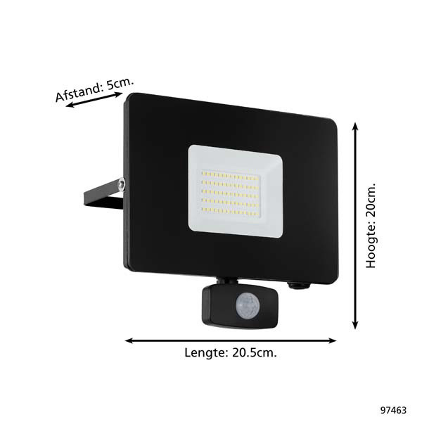 Eglo breedstraler met sensor | Faedo 3 | IP44 | 5800 lumen | 5000K | Zwart LEG00805 - 4