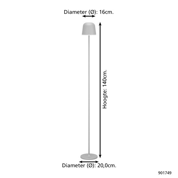 Eglo oplaadbare vloerlamp | Mannera | 2400+3000+4000K | Dimbaar | IP54 | Grijs LEG00766 - 8