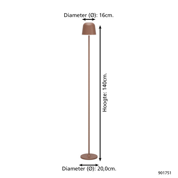 Eglo oplaadbare vloerlamp | Mannera | 2400+3000+4000K | Dimbaar | IP54 | Roestkleur LEG00767 - 8